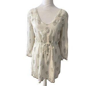 O’neill Boho Paisley White Lined Dress Women Size Small Hippie Sun